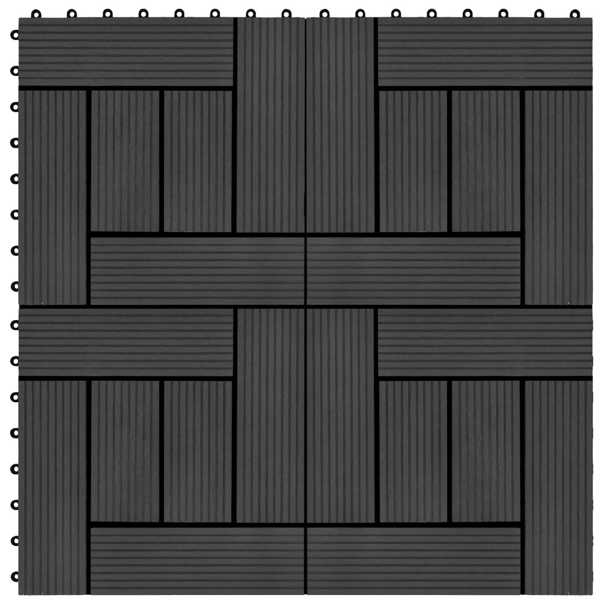 vidaXL Πλάκα Κατασκευής 22 τμχ. Μαύρο 30 x 30 cm WPC