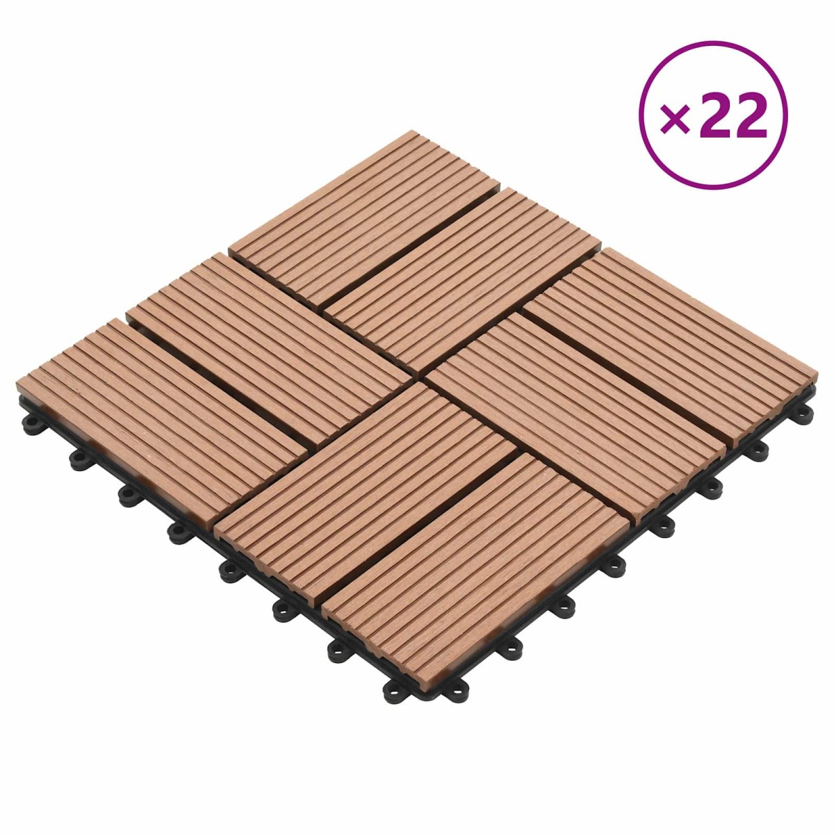 vidaXL Πλάκα Κατασκευής 22 τμχ. Καφέ 30 x 30 cm WPC