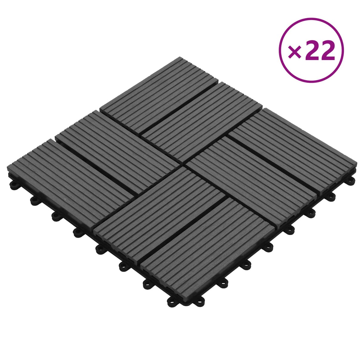 vidaXL Πλάκα Κατασκευής 22 τμχ. Γκρι 30 x 30 cm WPC