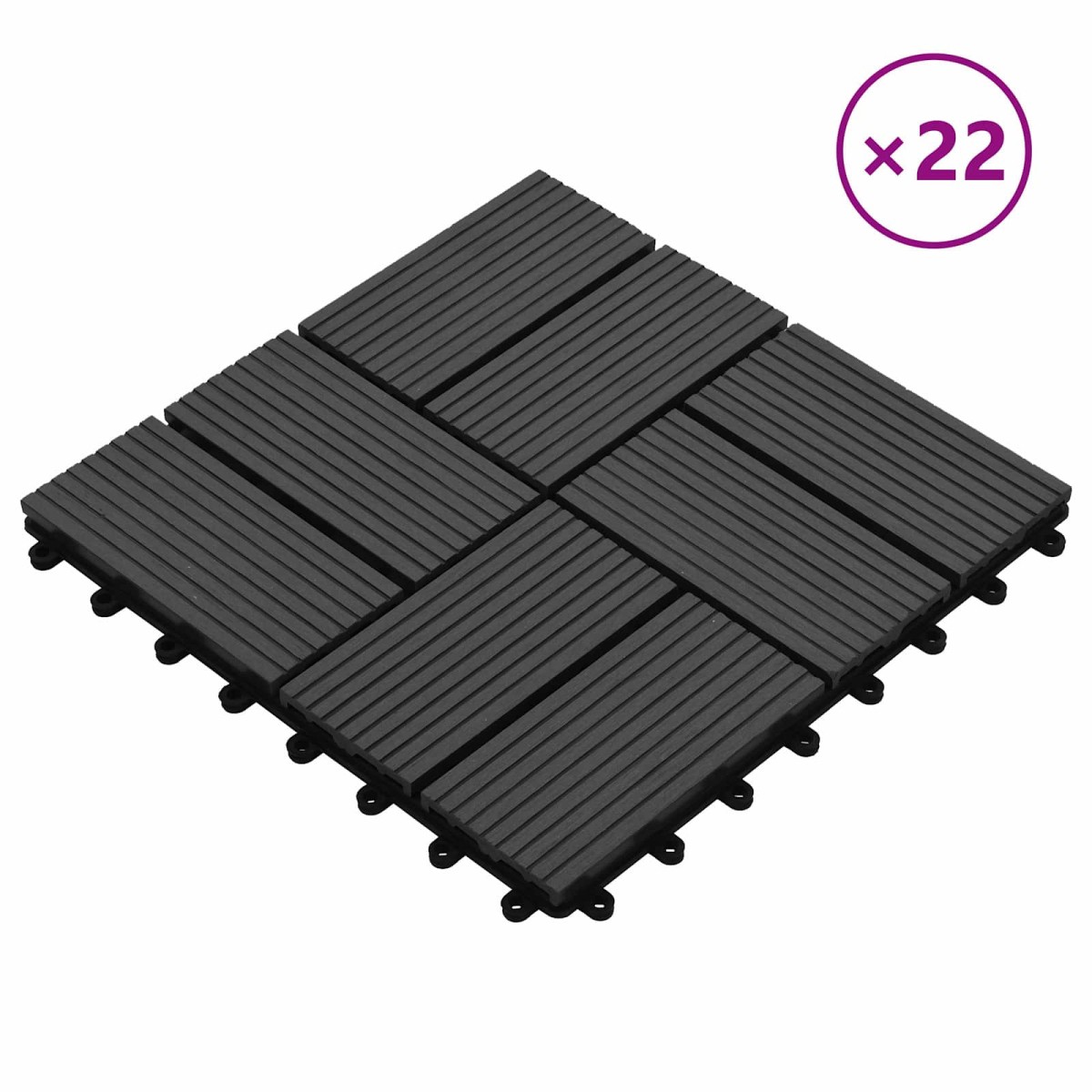 vidaXL Πλάκα Κατασκευής 22 τμχ. Μαύρο 30 x 30 cm WPC