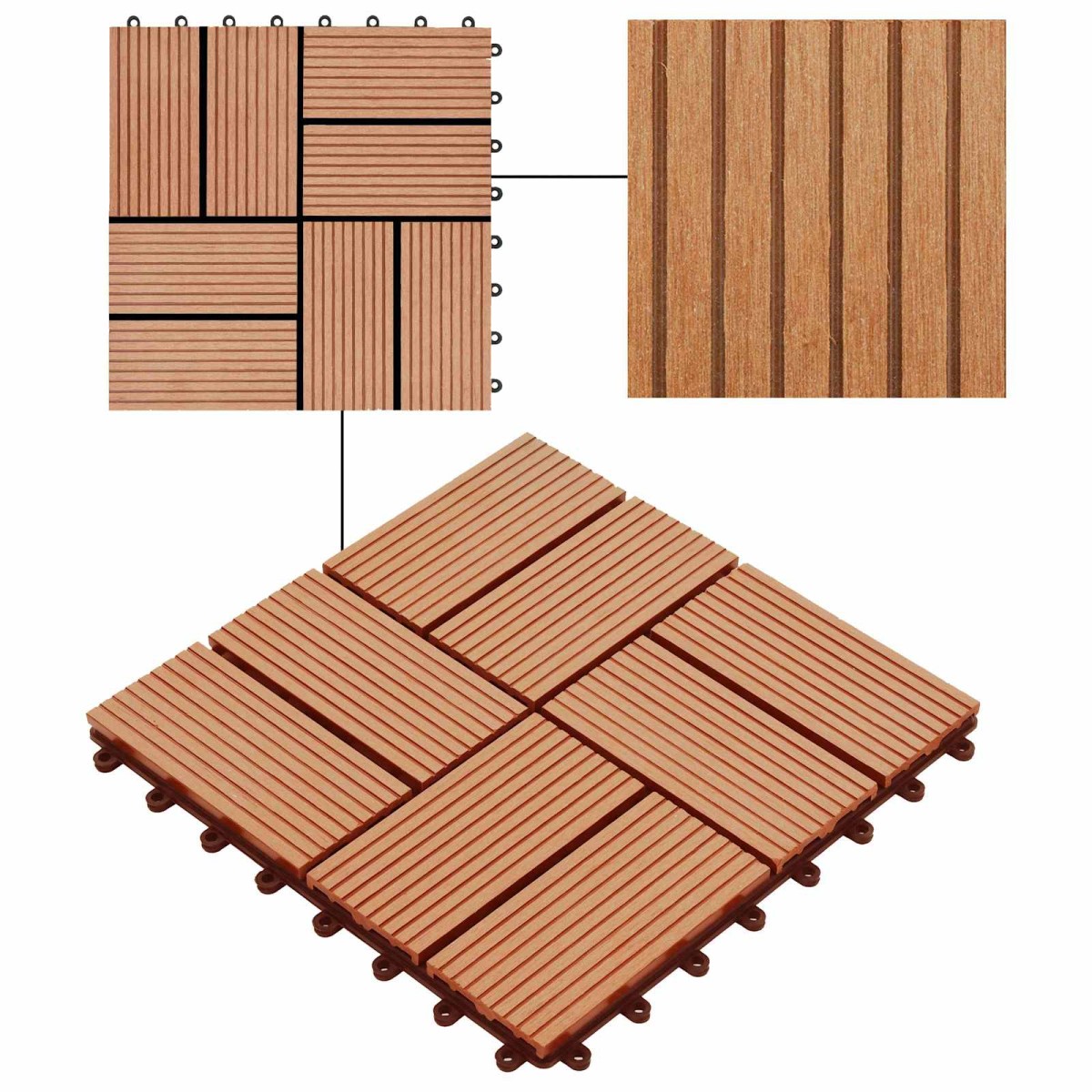 vidaXL Πλάκα Κατασκευής 22 τμχ. Ξύλο teak 30 x 30 cm WPC