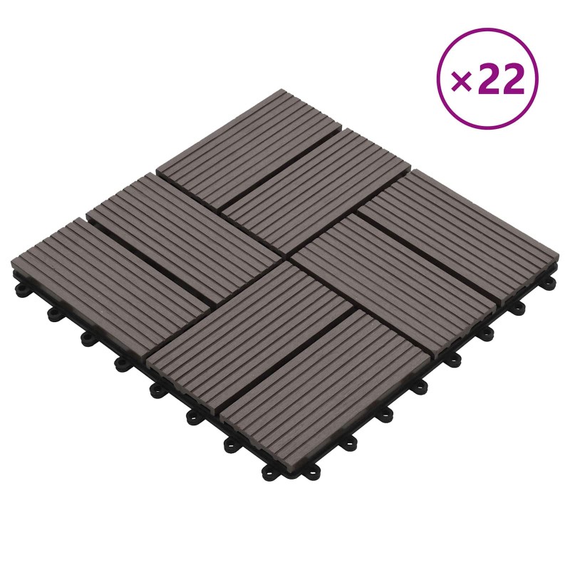 vidaXL Πλάκα Κατασκευής 22 τμχ. Σκούρο Καφέ 30 x 30 cm WPC