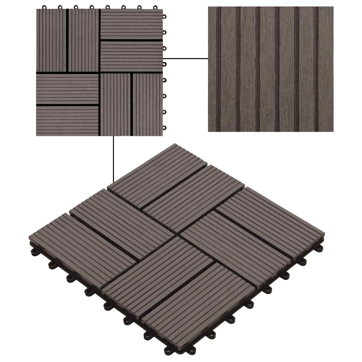 vidaXL Πλάκα Κατασκευής 22 τμχ. Σκούρο Καφέ 30 x 30 cm WPC