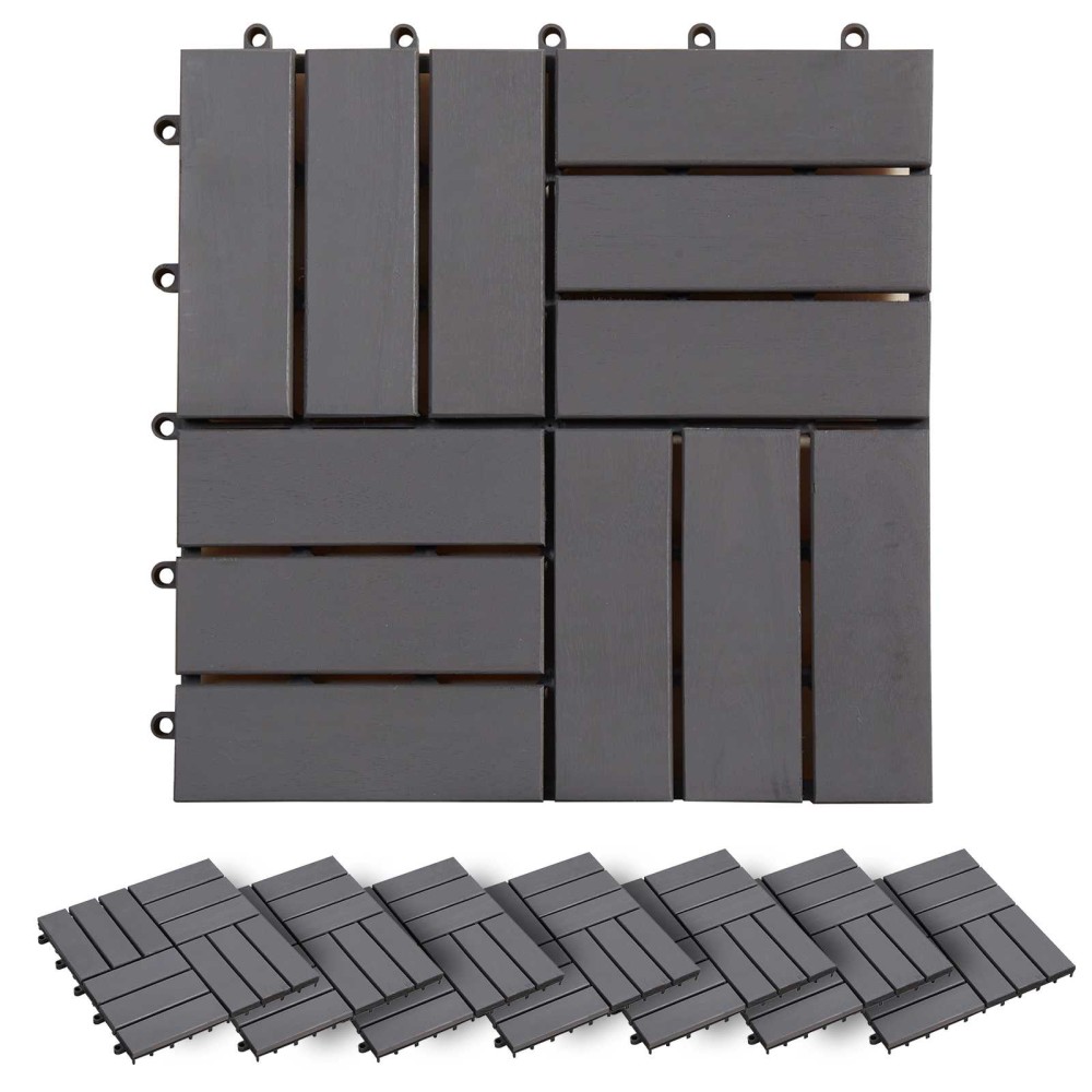vidaXL Πλάκα Κατασκευής 30 τεμ. Γκρι 30 x 30 cm Ξύλο Ακακίας