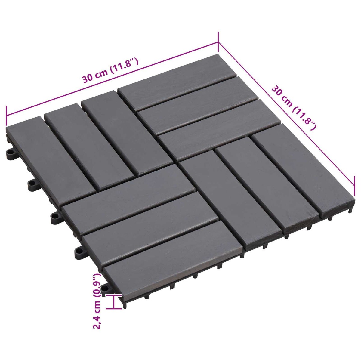 vidaXL Πλάκα Κατασκευής 30 τεμ. Γκρι 30 x 30 cm Ξύλο Ακακίας