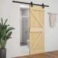vidaXL Συρόμενη Πόρτα 80 x 210 cm Μασίφ Ξύλο Πεύκου Φυσικό και Μαύρο