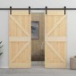 vidaXL Συρόμενη Πόρτα 80 x 210 cm Μασίφ Ξύλο Πεύκου Φυσικό και Μαύρο