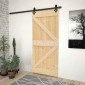 vidaXL Συρόμενη Πόρτα 90 x 210 cm Μασίφ Ξύλο Πεύκου Φυσικό και Μαύρο