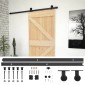 vidaXL Συρόμενη Πόρτα Φυσικό και Μαύρο 90 x 210 cm Μασίφ Ξύλο Πεύκου