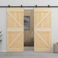 vidaXL Συρόμενη Πόρτα Φυσικό και Μαύρο 90 x 210 cm Μασίφ Ξύλο Πεύκου