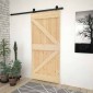 vidaXL Συρόμενη Πόρτα Φυσικό και Μαύρο 90 x 210 cm Μασίφ Ξύλο Πεύκου