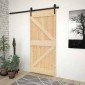 vidaXL Συρόμενη Πόρτα 90 x 210 cm Μασίφ Ξύλο Πεύκου Φυσικό και Μαύρο