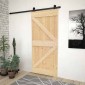 vidaXL Συρόμενη Πόρτα Φυσικό και Μαύρο 100 x 210 cm Μασίφ Ξύλο Πεύκου