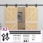 vidaXL Συρόμενη Πόρτα 2 τμχ. 80 x 210 cm Μασίφ Ξύλο Πεύκου