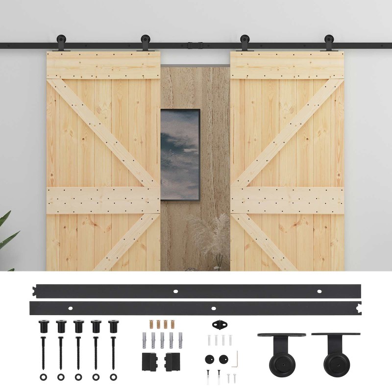 vidaXL Συρόμενη Πόρτα 2 τμχ. 80 x 210 cm Μασίφ Ξύλο Πεύκου
