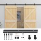vidaXL Συρόμενη Πόρτα 2 τμχ. 80 x 210 cm Μασίφ Ξύλο Πεύκου