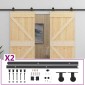 vidaXL Συρόμενη Πόρτα 2 τμχ. 80 x 210 cm Μασίφ Ξύλο Πεύκου