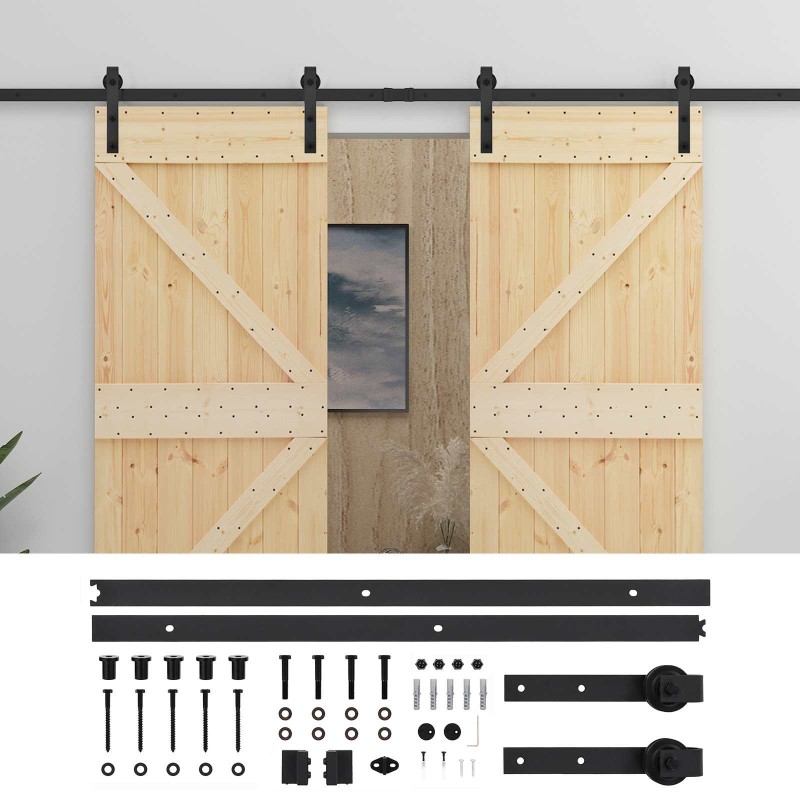 vidaXL Συρόμενη Πόρτα 2 τμχ. 80 x 210 cm Μασίφ Ξύλο Πεύκου