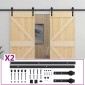 vidaXL Συρόμενη Πόρτα 2 τμχ. 80 x 210 cm Μασίφ Ξύλο Πεύκου