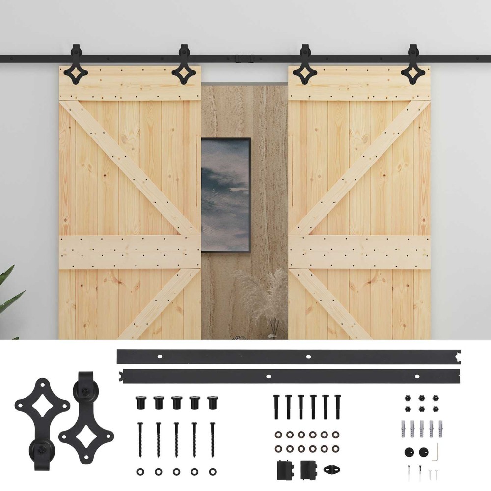 vidaXL Συρόμενη Πόρτα 2 τμχ. 90 x 210 cm Μασίφ Ξύλο Πεύκου