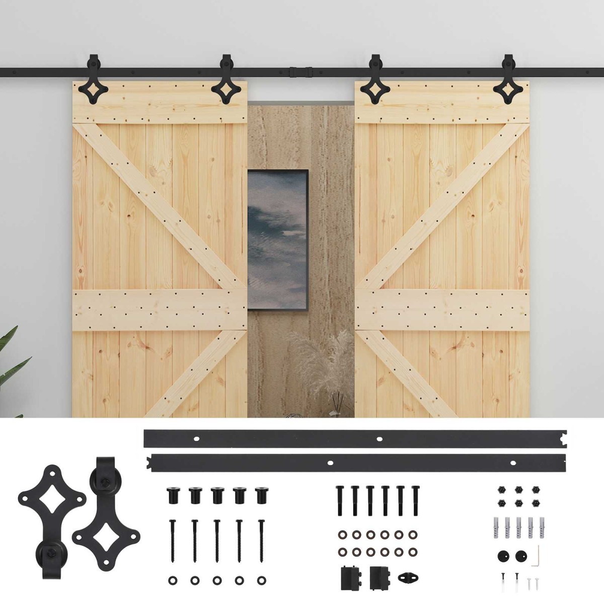 vidaXL Συρόμενη Πόρτα 2 τμχ. 90 x 210 cm Μασίφ Ξύλο Πεύκου