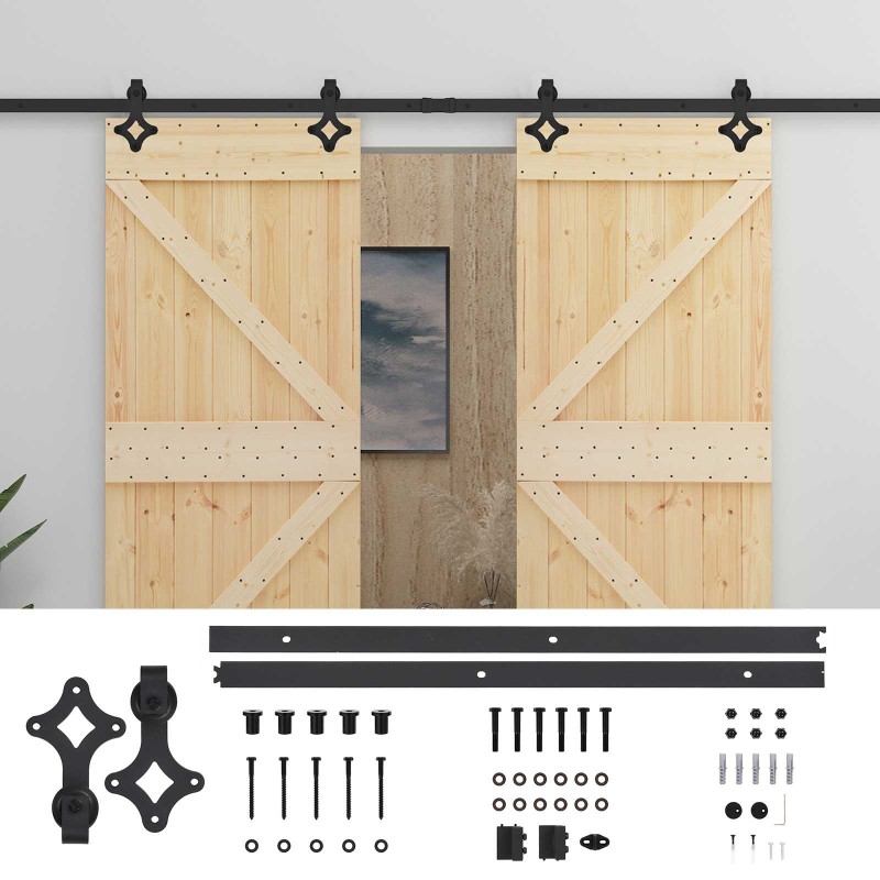 vidaXL Συρόμενη Πόρτα 2 τμχ. 90 x 210 cm Μασίφ Ξύλο Πεύκου