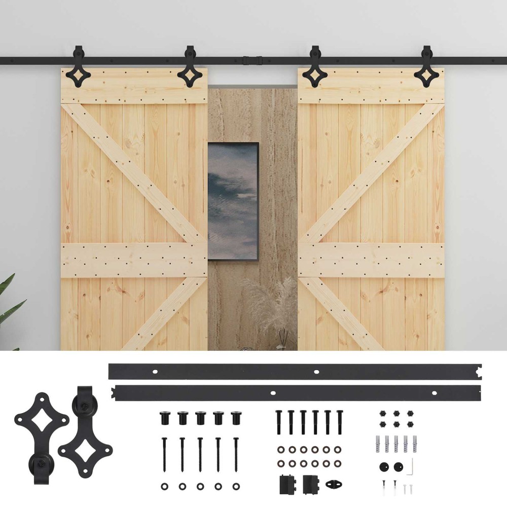vidaXL Συρόμενη Πόρτα 2 τμχ. 90 x 210 cm Μασίφ Ξύλο Πεύκου