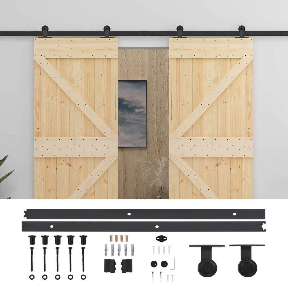 vidaXL Συρόμενη Πόρτα 2 τμχ. 90 x 210 cm Μασίφ Ξύλο Πεύκου