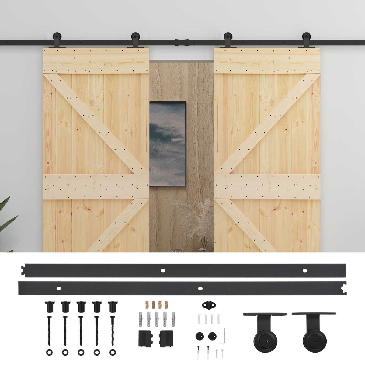 vidaXL Συρόμενη Πόρτα 2 τμχ. 90 x 210 cm Μασίφ Ξύλο Πεύκου