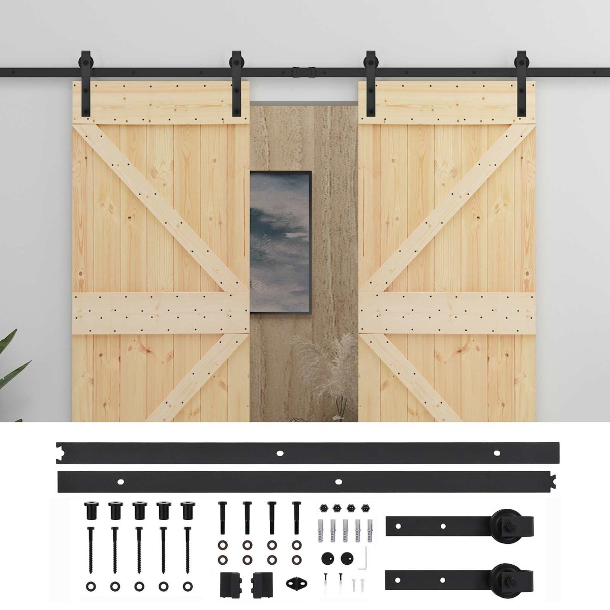 vidaXL Συρόμενη Πόρτα 2 τμχ. 90 x 210 cm Μασίφ Ξύλο Πεύκου
