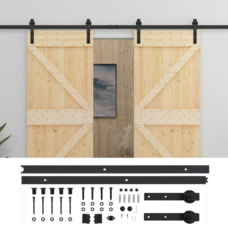 vidaXL Συρόμενη Πόρτα 2 τμχ. 90 x 210 cm Μασίφ Ξύλο Πεύκου