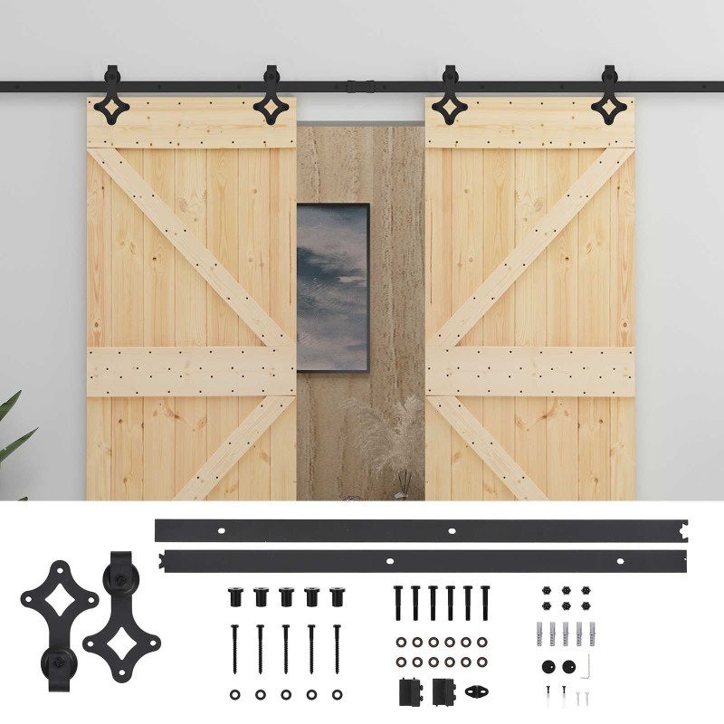 vidaXL Συρόμενη Πόρτα 2 τμχ. 100 x 210 cm Μασίφ Ξύλο Πεύκου