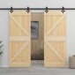 vidaXL Συρόμενη Πόρτα 2 τμχ. 100 x 210 cm Μασίφ Ξύλο Πεύκου