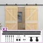 vidaXL Συρόμενη Πόρτα 2 τμχ. 100 x 210 cm Μασίφ Ξύλο Πεύκου