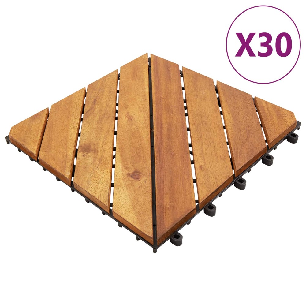 vidaXL Πλάκα Κατασκευής 30 τεμ. Καφέ 30 x 30 cm Ξύλο Ακακίας