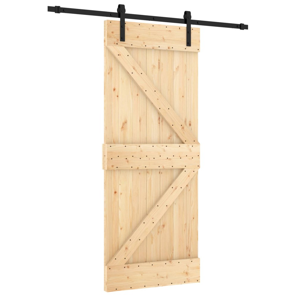 vidaXL Συρόμενη Πόρτα Φυσικό και Μαύρο 85 x 210 cm