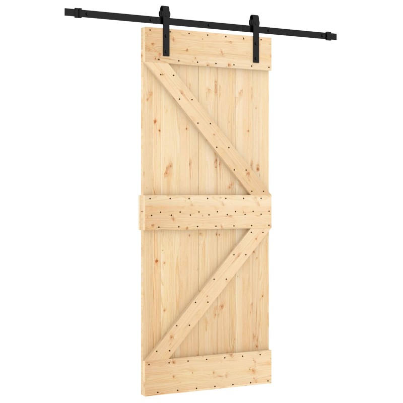 vidaXL Συρόμενη Πόρτα Φυσικό και Μαύρο 85 x 210 cm