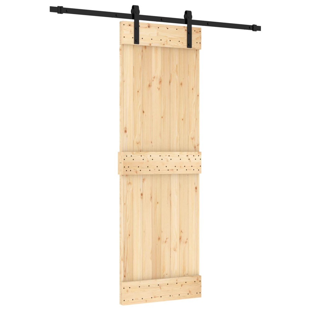 vidaXL Συρόμενη Πόρτα Φυσικό και Μαύρο 70 x 210 cm