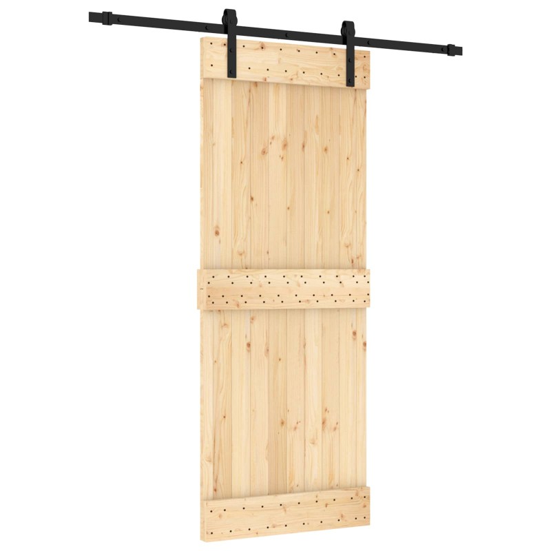 vidaXL Συρόμενη Πόρτα Φυσικό και Μαύρο 80 x 210 cm
