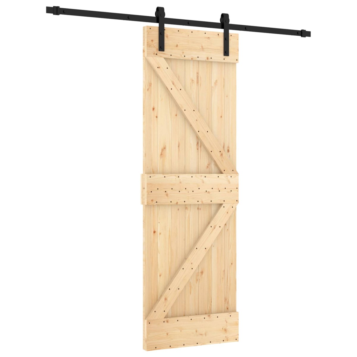 vidaXL Συρόμενη Πόρτα Φυσικό και Μαύρο 70 x 210 cm