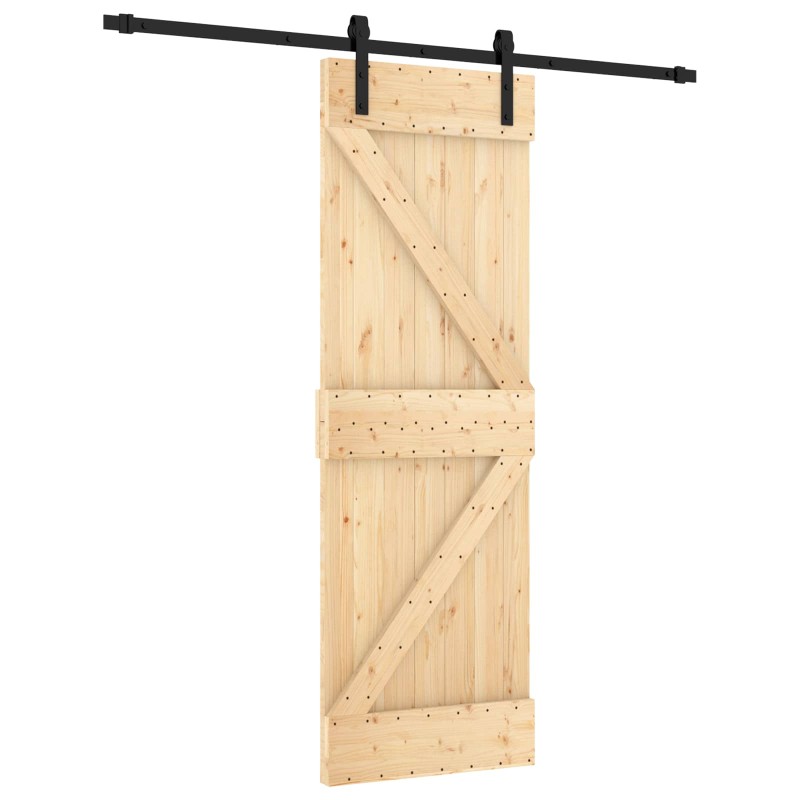 vidaXL Συρόμενη Πόρτα Φυσικό και Μαύρο 70 x 210 cm