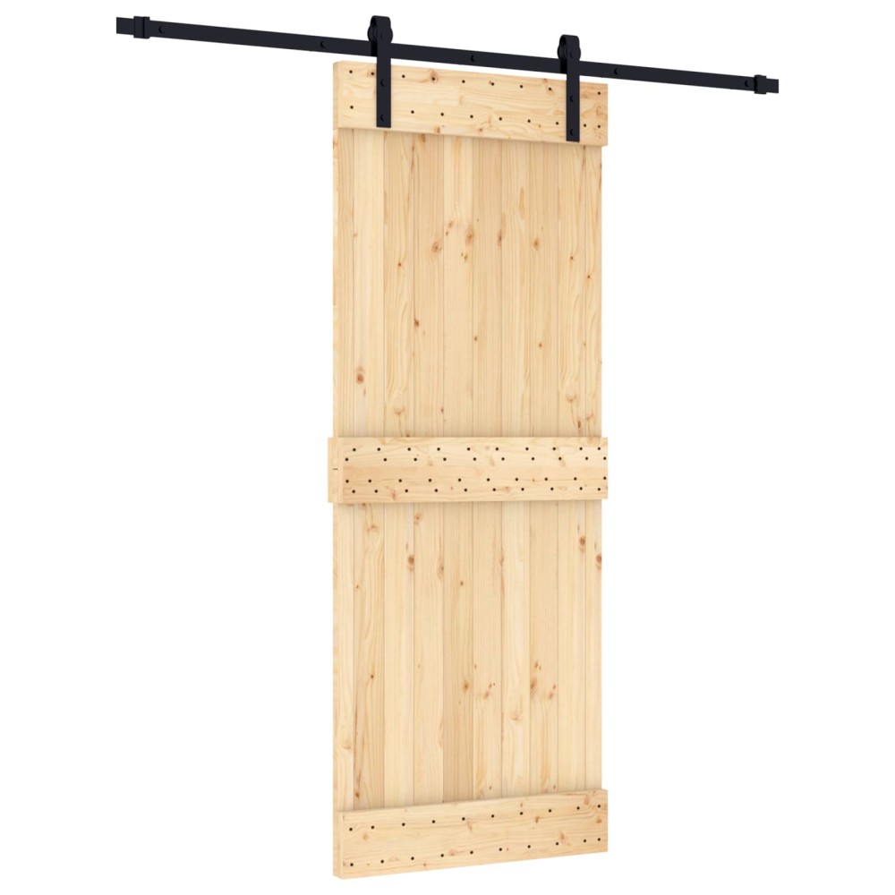 vidaXL Συρόμενη Πόρτα Φυσικό και Μαύρο 80 x 210 cm