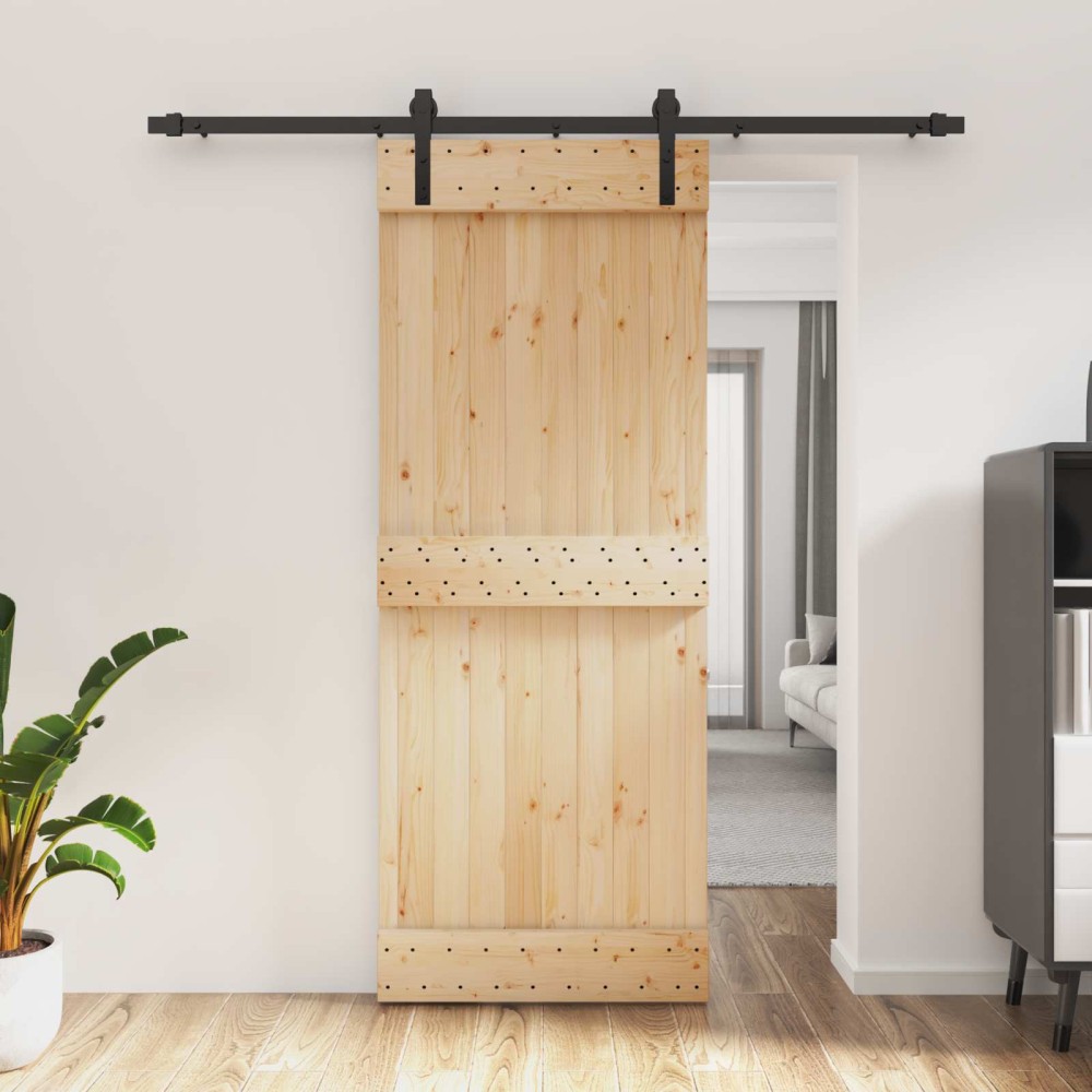 vidaXL Συρόμενη Πόρτα Φυσικό και Μαύρο 80 x 210 cm