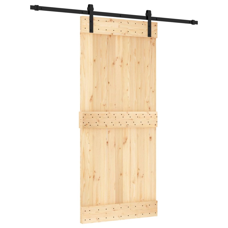 vidaXL Συρόμενη Πόρτα Φυσικό και Μαύρο 90 x 210 cm