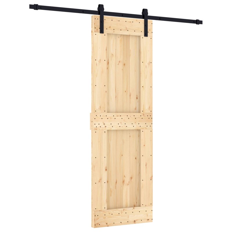 vidaXL Συρόμενη Πόρτα Φυσικό και Μαύρο 70 x 210 cm