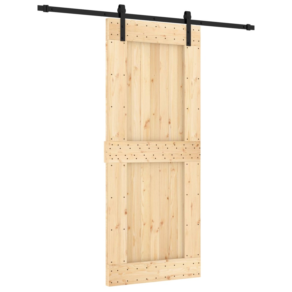 vidaXL Συρόμενη Πόρτα Φυσικό και Μαύρο 85 x 210 cm