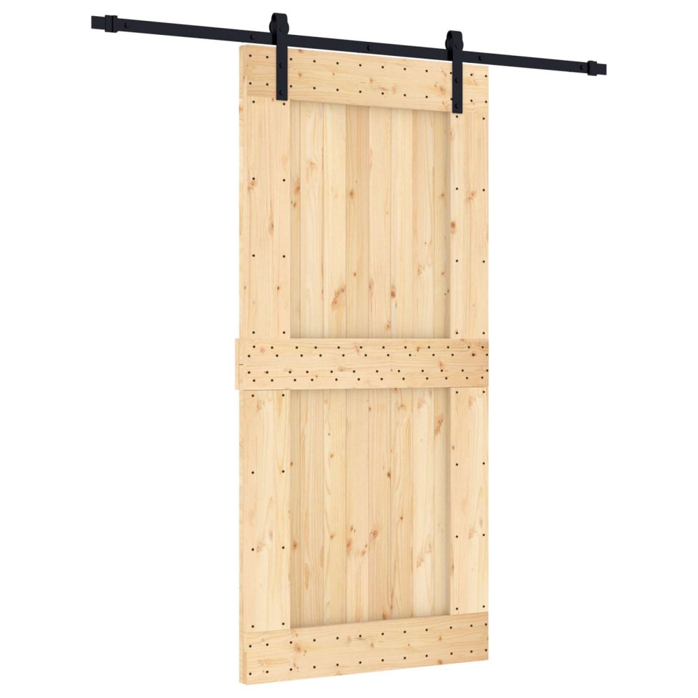 vidaXL Συρόμενη Πόρτα Φυσικό και Μαύρο 95 x 210 cm