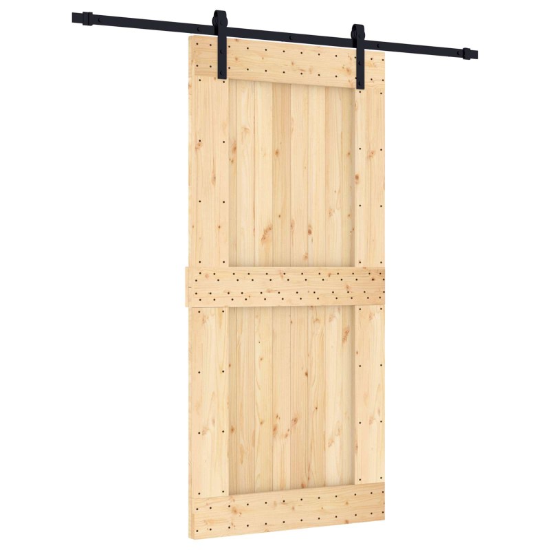 vidaXL Συρόμενη Πόρτα Φυσικό και Μαύρο 95 x 210 cm