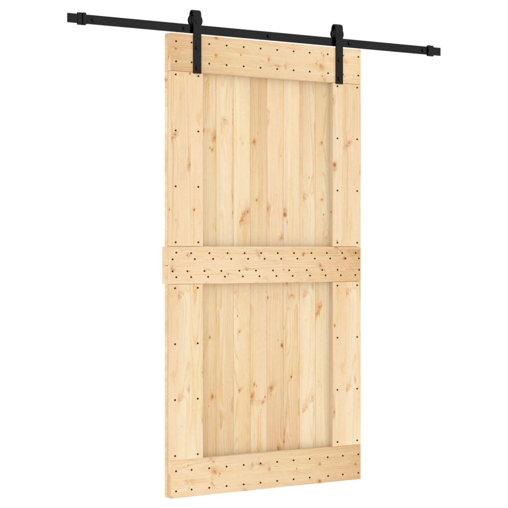 vidaXL Συρόμενη Πόρτα Φυσικό και Μαύρο 100 x 210 cm