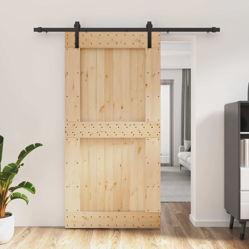 vidaXL Συρόμενη Πόρτα Φυσικό και Μαύρο 100 x 210 cm